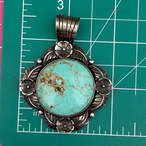 Turquoise sterling silver pendant - Picture 4 of 7